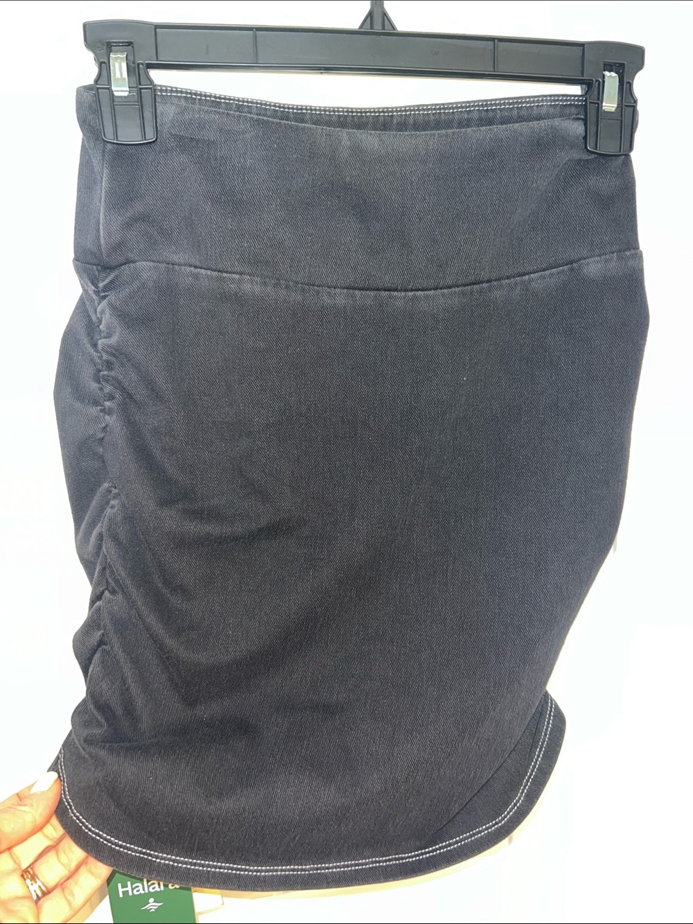 NWT! Halara Flex Denim Black Pencil Skirt with Subtle Side Detail size XS